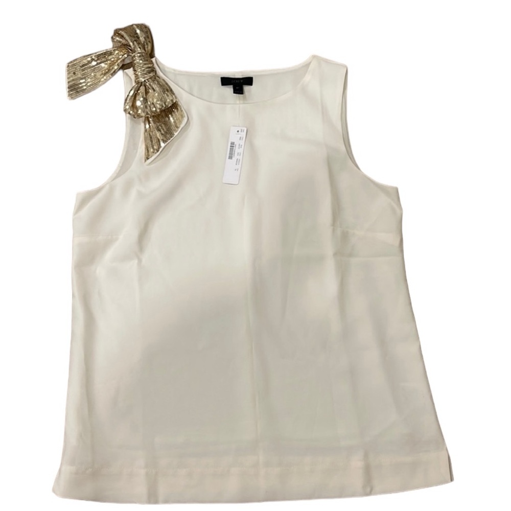 NWT J. Crew sparkle gold bow top